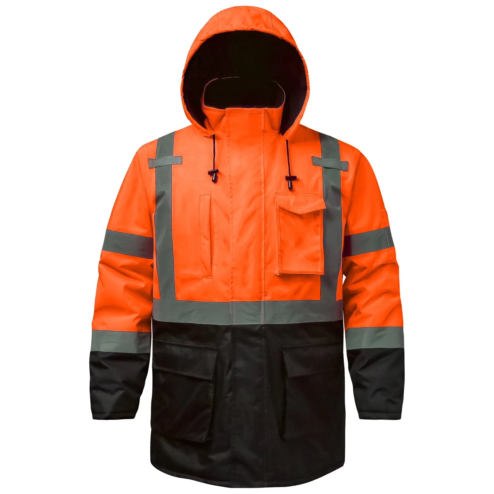 SEsafety Orange ANSI Class 3 Safety Jacket with black bottom J42052