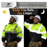 SEsafety Lime Safety Jacket J2021 reflective compare day and night