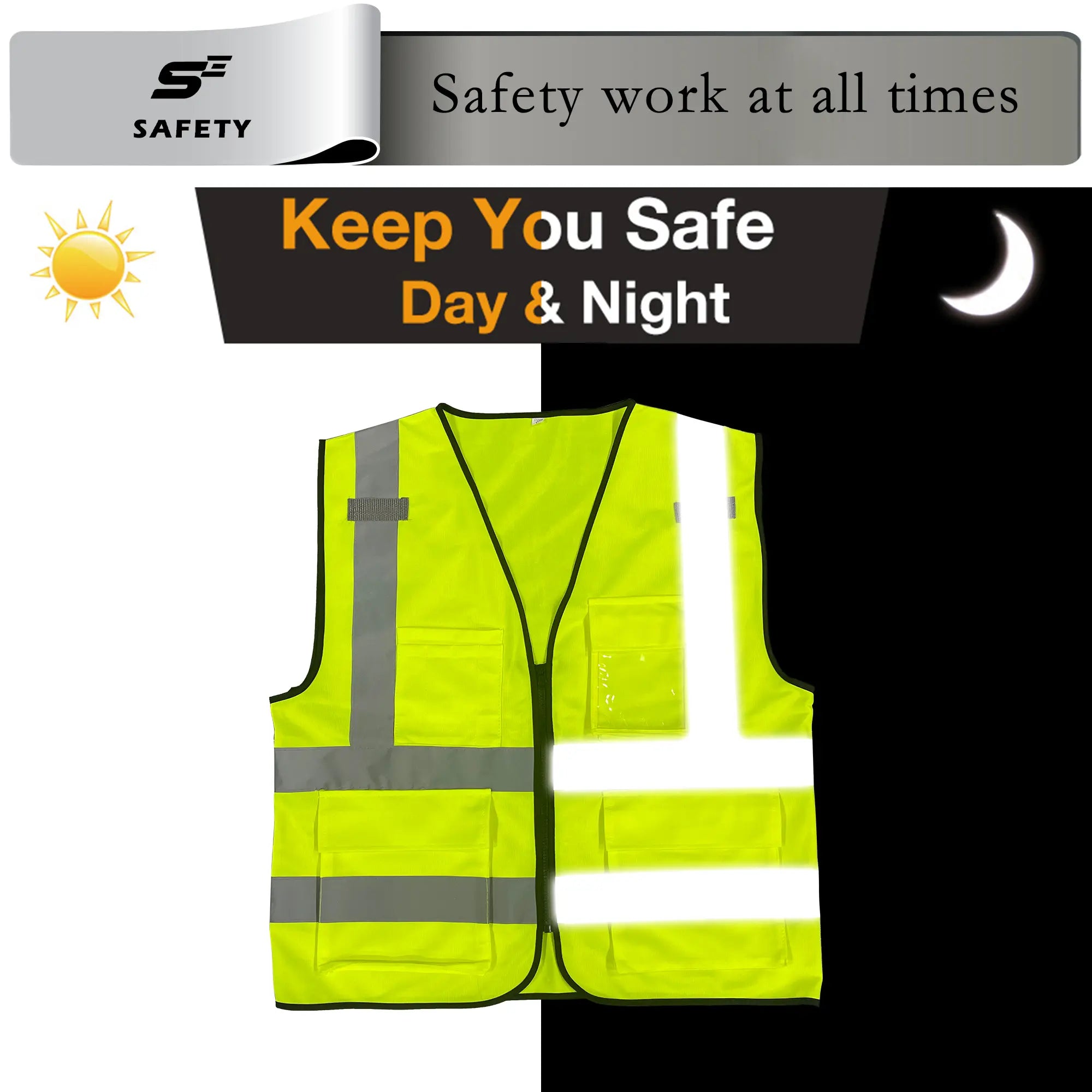 Reflective performance of Lime safety vest v2071 during day and night