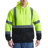 SEsafety® ANSI Class 3 Hi-Vis Reflective Black Bottom Fleece Hoodie with 2 Pockets