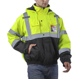 Model wearing lime safety vest J2021