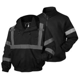 SEsafety® ANSI Class 3 3-in-1 Hi-Vis Waterproof Reflective Bomber Jacket with Zip-Out Fleece Liner