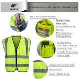 Pockets display of SEsafety ANSI class 2 lime safety vest v2071
