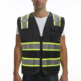 A man wear Black SEsafety Safety vest V1073