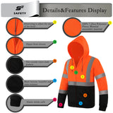 SEsafety® ANSI Class 3 Hi-Vis Reflective Black Bottom Fleece Hoodie with 2 Pockets
