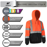 SEsafety® ANSI Class 3 Hi-Vis Reflective Black Bottom Fleece Hoodie with 2 Pockets