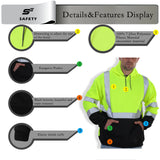 SEsafety® ANSI Class 3 Hi-Vis Reflective Black Bottom Fleece Hoodie with 1 Pouch Pocket